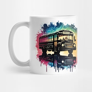 Artistic silhouette of a school bus Mug